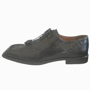 Mezlan Men’s Alligator Leather Lace Up Square Toe Retro Dress Shoe EUC Black 12M